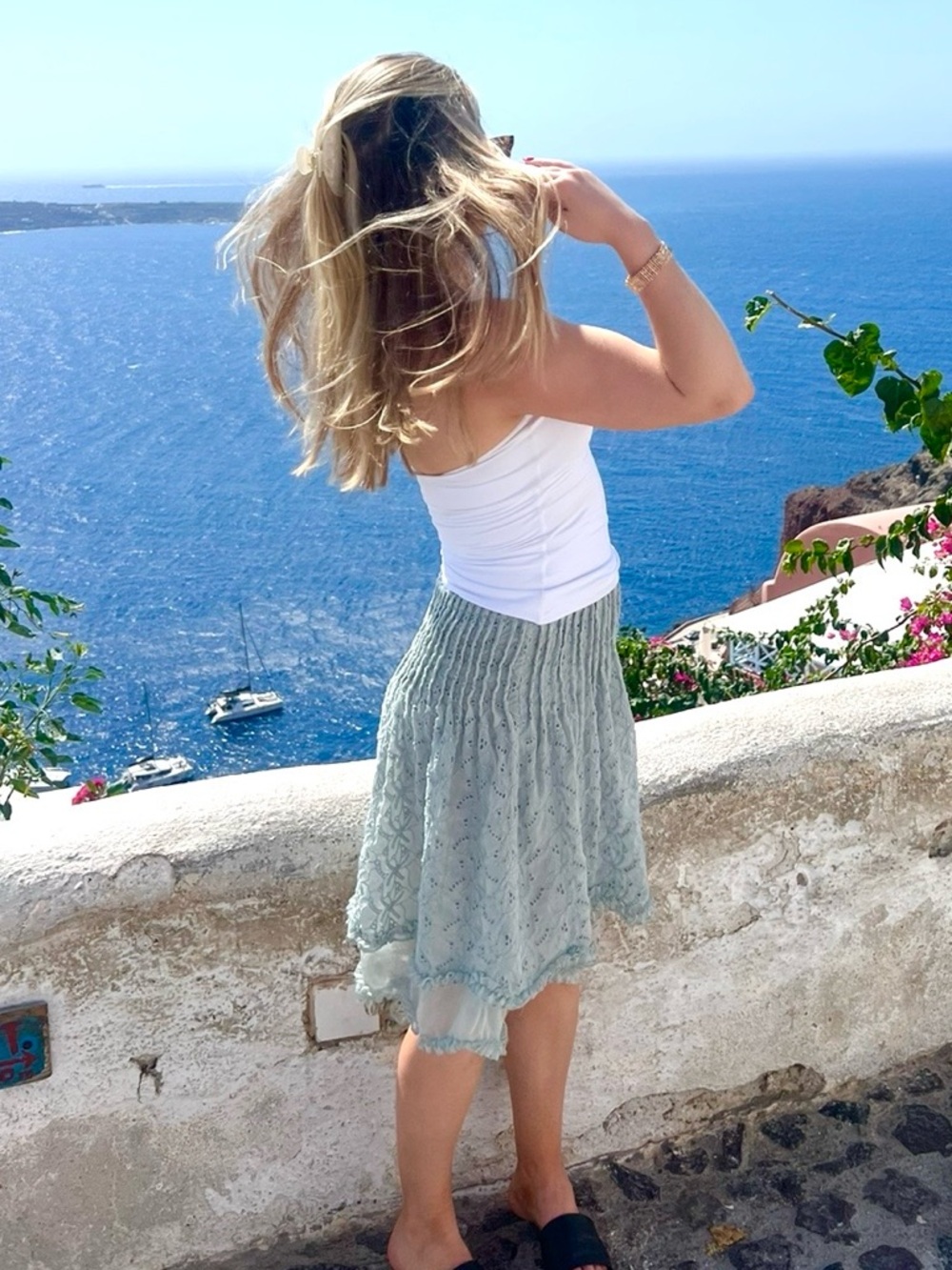 Free People Teal Eyelet Skirt